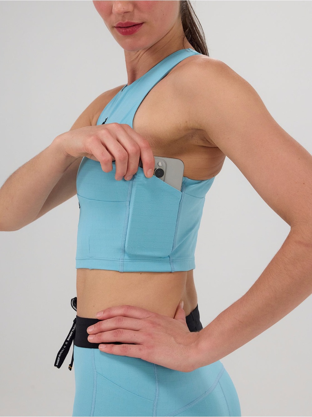 Bandit Running GRIDLOCK™ ZIP FRONT RACE CROP - VINTAGE BLUE - Picture 8 of 12